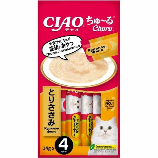 INABA  CIAO CHURU Для поддержания здоровья мочеполовой системы, Куриное филе 14г*4шт