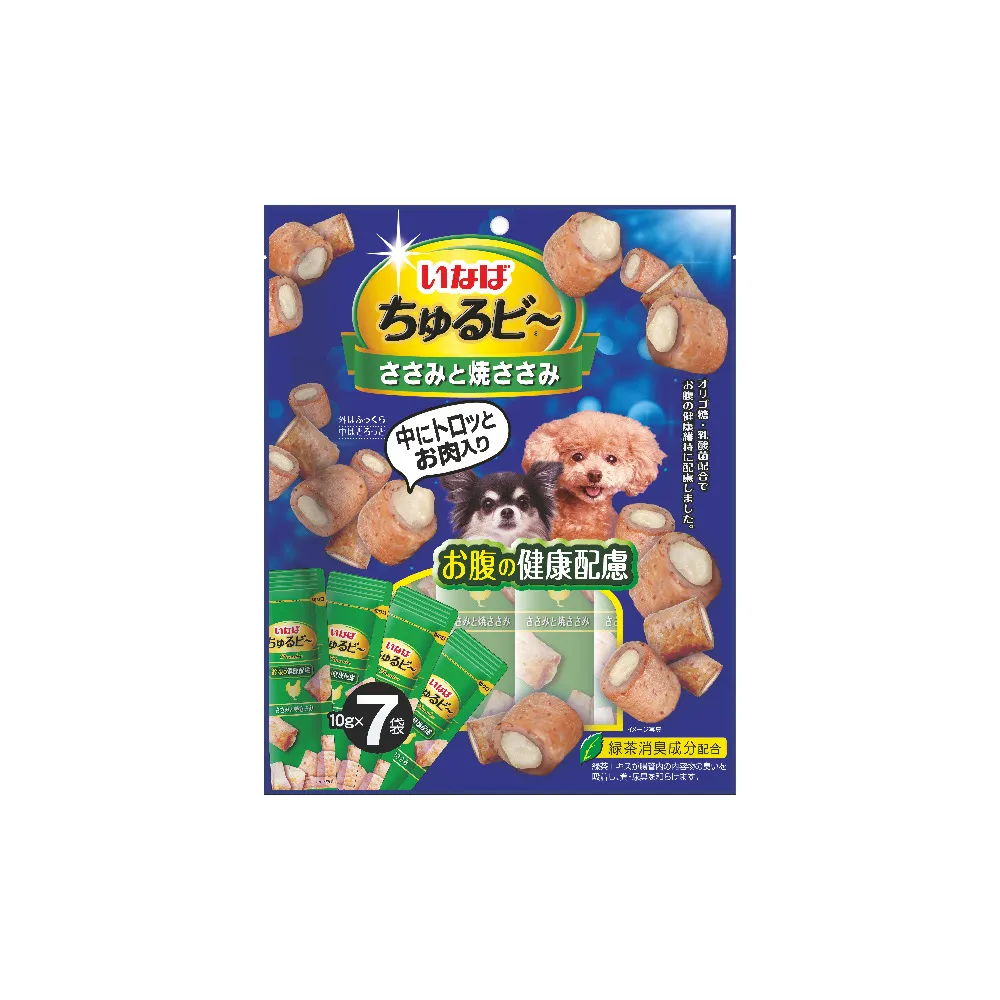 INABA Churu Bee запеченные трубочки для здоровья ЖКТ, куриное филе 10г*7шт