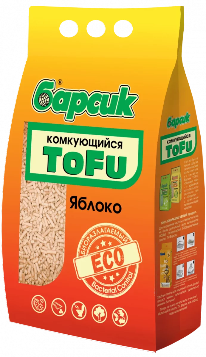 Барсик ToFu Яблко наполнитель комкующийся 4,54 л