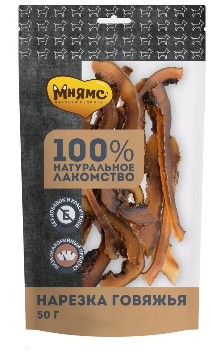 Мнямс лакомства для собак нарезка говяжья 50г