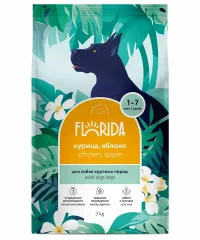 FLORIDA Сухой корм для взрослых собак крупных пород с курицей и яблоком, Maxi Adult Chicken 3кг