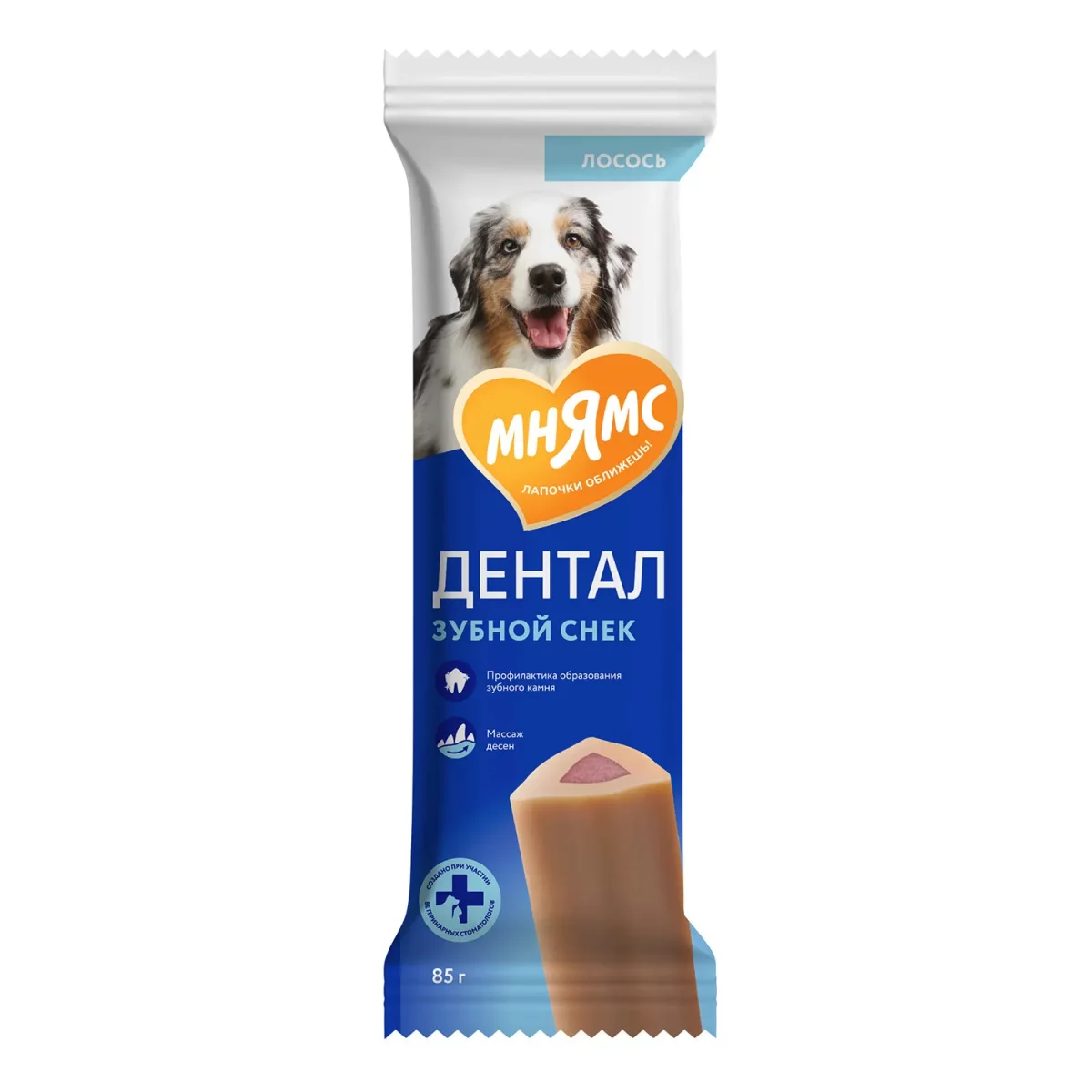Мнямс дентал для собак зубной снек с лососем 95гр